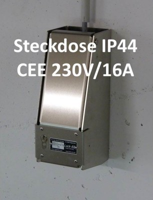 Abschließbare Außensteckdose für gerade Stecker, 230V/16A, IP44